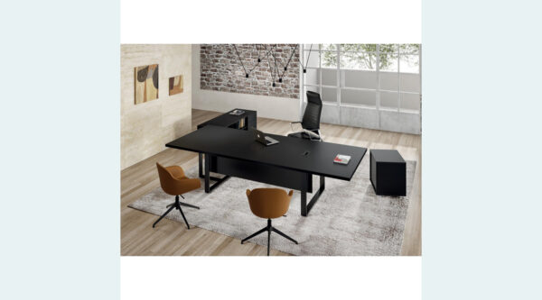 BUREAU DIRECTION ARCHIMEDE 220 CM AVEC RETOUR + RANGEMENT