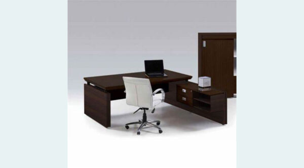 BUREAU DIRECTION BOSS AVEC RETOUR+ARMOIRE ET TABLE BASSE COUL VENGÉ